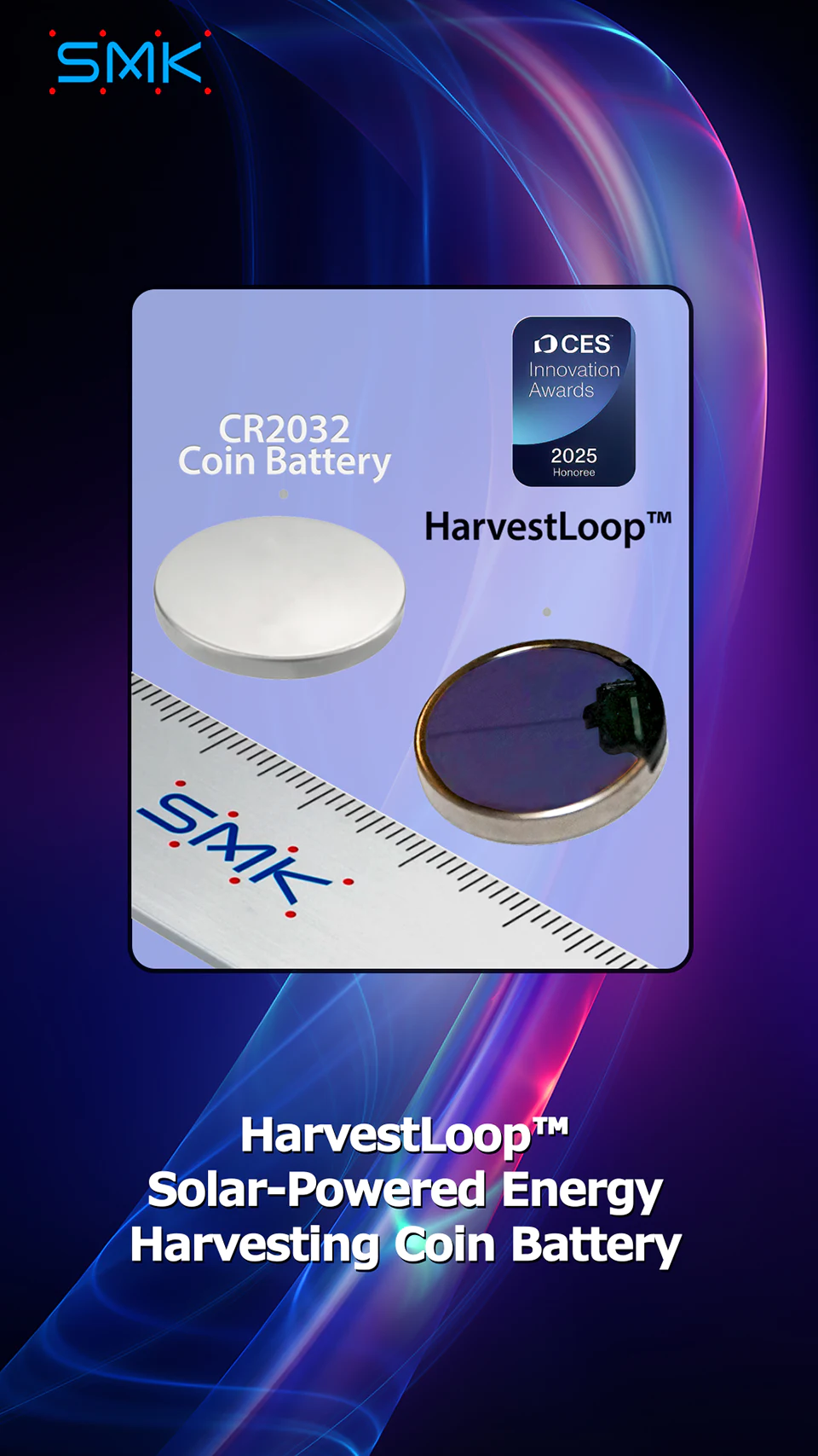 “HarvestLoop™” Solar-Powered Energy Harvesting Coin battery
